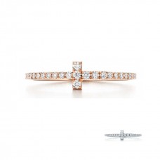 Пръстен Tiffany T Wire от розово злато с диаманти за жени, разпродажба във Великобритания