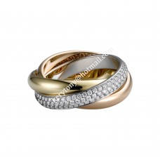 Пръстен Trinity De Cartier от бяло злато/жълто злато/розово злато с диаманти