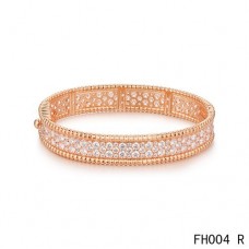 Гривна Van Cleef Arpels Perlee с диаманти, розово злато - среден модел