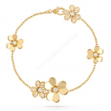 Гривна Van Cleef Arpels Frivole 5 цветя жълто злато/бяло злато с диаманти Цена Америка