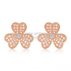 Обеци Van Cleef Arpels Frivole от розово злато с диамант Pave
