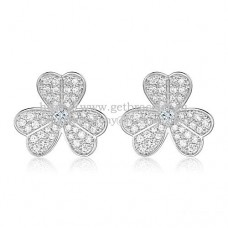 Обеци Van Cleef Arpels Frivole от бяло злато с диамант Pave