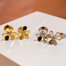 Мини обеци Van Cleef Arpels Frivole, жълто злато/бяло злато/розово злато с диаманти