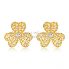 Обеци Van Cleef Arpels Frivole от жълто злато с диамант Pave