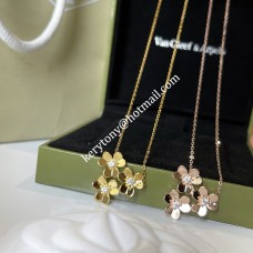 Колие Van Cleef Arpels Frivole 3 Flowers жълто злато/бяло злато с диаманти за жени, разпродажба във Великобритания