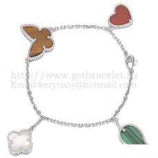 Гривна Van Cleef Arpels Lucky Alhambra 4 Motifs от бяло злато с комбинация от камъни 003
