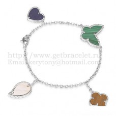 Гривна Van Cleef Arpels Lucky Alhambra 4 Motifs от бяло злато с комбинация от камъни 005