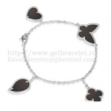 Гривна Van Cleef Arpels Lucky Alhambra 4 Motifs от бяло злато с комбинация от камъни 007