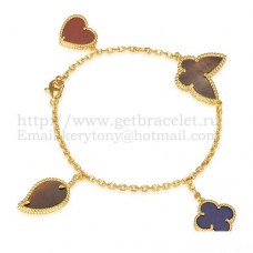 Гривна Van Cleef Arpels Lucky Alhambra 4 Motifs от жълто злато с комбинация от камъни 002