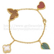 Гривна Van Cleef Arpels Lucky Alhambra 4 Motifs от жълто злато с комбинация от камъни 003