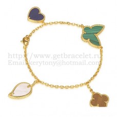 Гривна Van Cleef Arpels Lucky Alhambra 4 Motifs от жълто злато с комбинация от камъни 005