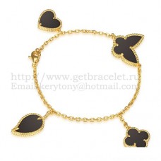 Гривна Van Cleef Arpels Lucky Alhambra 4 Motifs от жълто злато с комбинация от камъни 007