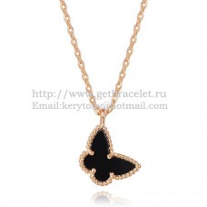 Колие Van Cleef Arpels Lucky Alhambra Butterfly от розово злато с черен оникс и седеф