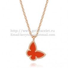 Колие Van Cleef Arpels Lucky Alhambra Butterfly от розово злато с карнеолски седеф