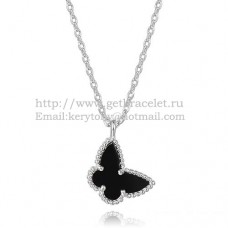 Колие Van Cleef Arpels Lucky Alhambra Butterfly от бяло злато с черен оникс и седеф