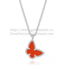 Колие Van Cleef Arpels Lucky Alhambra Butterfly от бяло злато с карнеолски седеф