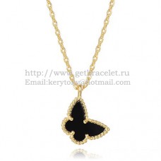 Колие Van Cleef Arpels Lucky Alhambra Butterfly от жълто злато с черен оникс и седеф