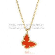 Колие Van Cleef Arpels Lucky Alhambra Butterfly от жълто злато с карнеолски седеф