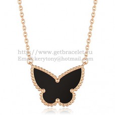 Висулка Van Cleef Arpels Lucky Alhambra Butterfly от розово злато с черен оникс и седеф