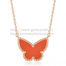 Висулка Van Cleef Arpels Lucky Alhambra Butterfly от розово злато с карнеолски седеф