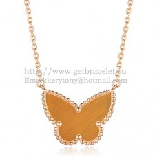 Висулка Van Cleef Arpels Lucky Alhambra Butterfly от розово злато с тигрово око и седеф