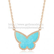Висулка Van Cleef Arpels Lucky Alhambra Butterfly от розово злато с тюркоазена седефка
