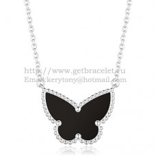 Висулка Van Cleef Arpels Lucky Alhambra Butterfly от бяло злато с черен оникс и седеф