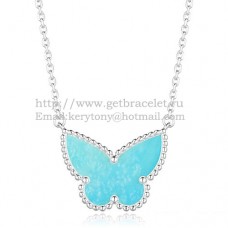Висулка Van Cleef Arpels Lucky Alhambra Butterfly от бяло злато с тюркоазена седефка