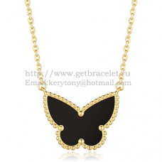 Висулка Van Cleef Arpels Lucky Alhambra Butterfly от жълто злато с черен оникс и седеф
