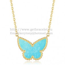 Висулка Van Cleef Arpels Lucky Alhambra Butterfly от жълто злато с тюркоазена седефка