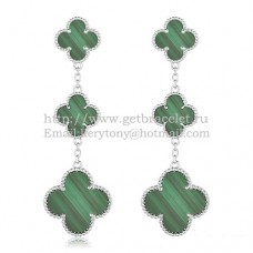 Обеци Van Cleef Arpels Magic Alhambra 3 Motifs от бяло злато с малахит