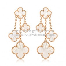 Обеци Van Cleef Arpels Magic Alhambra с 4 мотива, розово злато и бял седеф