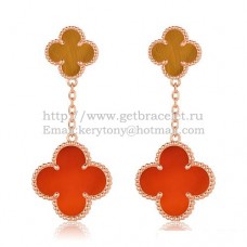 Обеци Van Cleef Arpels Magic Alhambra от розово злато с карнеол от тигрово око