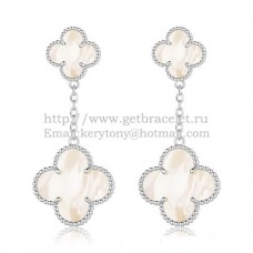 Обеци Van Cleef Arpels Magic Alhambra от бяло злато с бял седеф