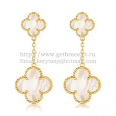Обеци Van Cleef Arpels Magic Alhambra от жълто злато с бял седеф
