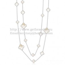 Колие Van Cleef Arpels Magic Alhambra от бяло злато, 16 мотива с бял седеф