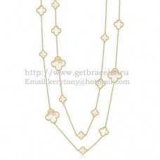 Колие Van Cleef Arpels Magic Alhambra от жълто злато, 16 мотива с бял седеф