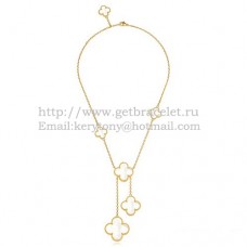 Колие Van Cleef Arpels Magic Alhambra от жълто злато с 6 мотива и бял седеф