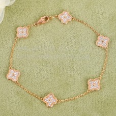Гривна Van Cleef Arpels Sweet Alhambra с 6 мотива, розово злато и диаманти Pave