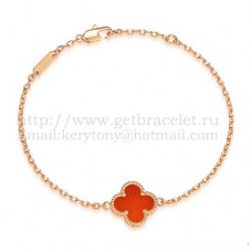 Гривна Van Cleef Arpels Sweet Alhambra от розово злато с карнеолски седеф