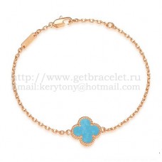 Гривна Van Cleef Arpels Sweet Alhambra от розово злато с тюркоаз и седеф