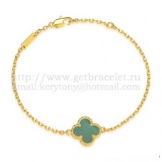 Гривна Van Cleef Arpels Sweet Alhambra от жълто злато с малахитов седеф