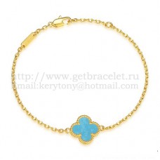 Гривна Van Cleef Arpels Sweet Alhambra от жълто злато с тюркоаз и седеф