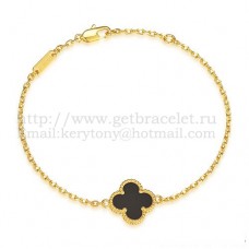 Гривна Van Cleef Arpels Sweet Alhambra от жълто злато с черен оникс и седеф