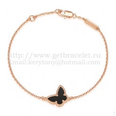 Гривна Van Cleef Arpels Sweet Alhambra Butterfly от розово злато с черен ахат и седеф