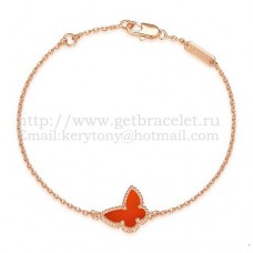 Гривна Van Cleef Arpels Sweet Alhambra Butterfly от розово злато с карнеолски седеф