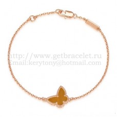 Гривна Van Cleef Arpels Sweet Alhambra Butterfly от розово злато с тигрово око и седеф