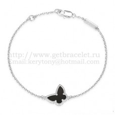 Гривна Van Cleef Arpels Sweet Alhambra Butterfly от бяло злато с черен ахат и седеф