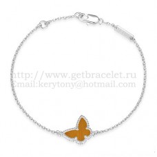 Гривна Van Cleef Arpels Sweet Alhambra Butterfly от бяло злато с тигрово око и седеф