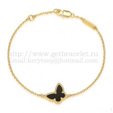 Гривна Van Cleef Arpels Sweet Alhambra Butterfly от жълто злато с черен ахат и седеф